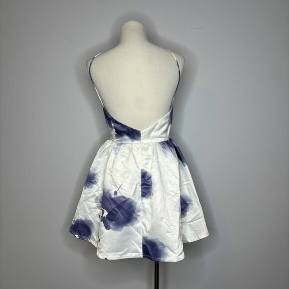 Lulus- Blue & White Floral Fit & Flare Dress - Picture 5 of 5